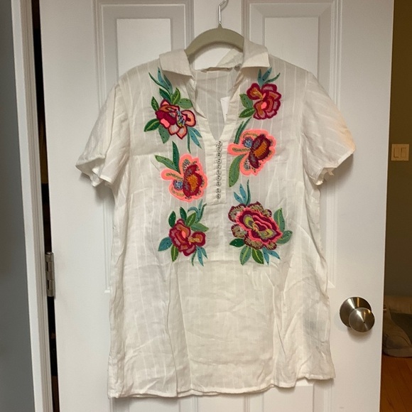 Embroidered Beaded Floral Tunic - Picture 1 of 6